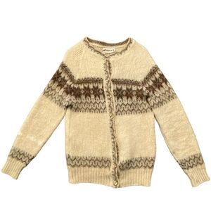 Vintage Icelandic Knitted in Great Britain 100% Pure Wool Cardigan in Size XL